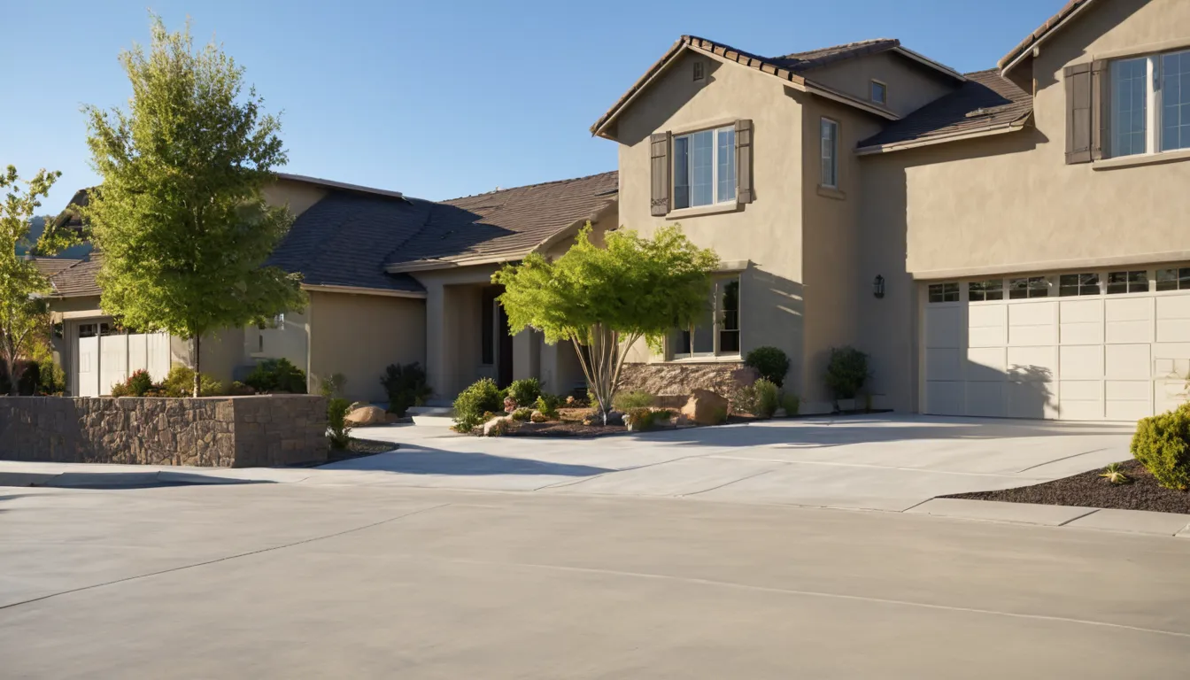A freshly poured concrete driveway leading to a family home in the Salt Lake City area